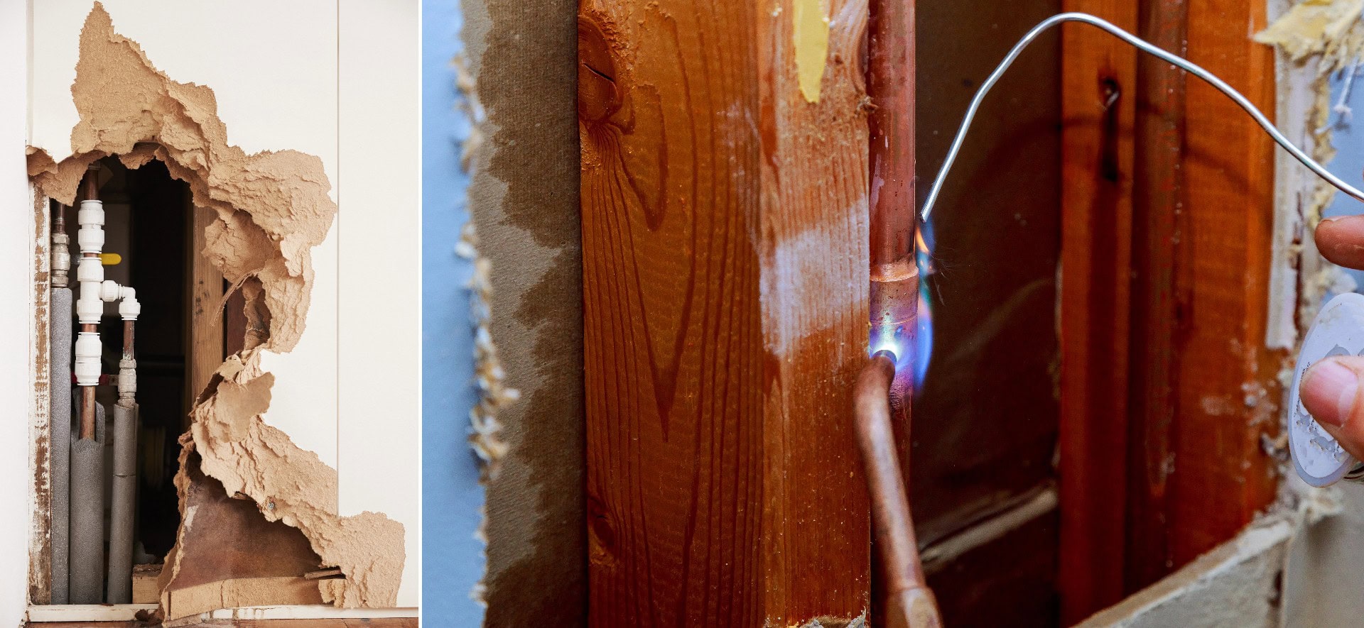 Burst Pipe Caused Water Damage To Home Wall