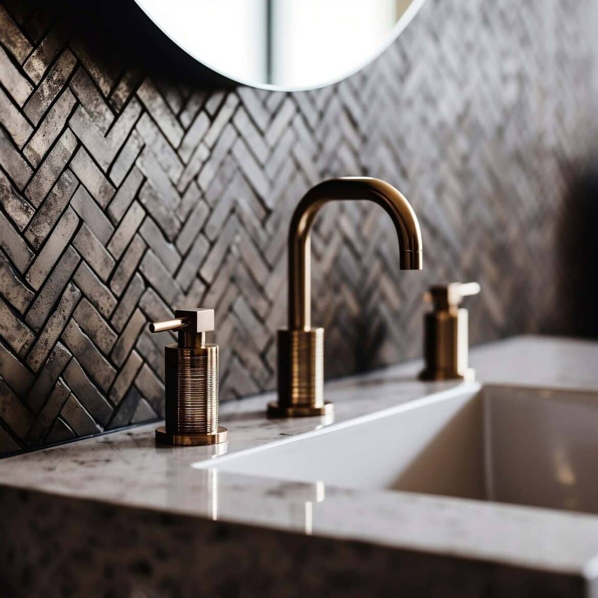 Luxurious modern brass bathroom mixer tap